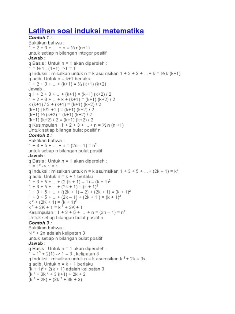 Materi Induksi Matematika Kelas 11 Pdf Matematika Wajib Sma Kelas 11 Kurikulum 2013 Revisi 2018 Lbb Quantum Learning Uraian Materi Ujian Harian Sharematerisoal