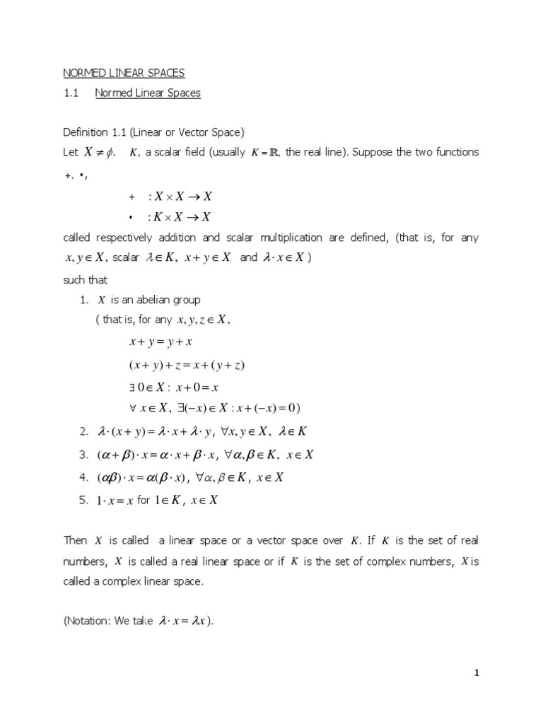 Analysis Of Normed Linear Spaces: Examples Of The Lp Norm On Rn | PDF | Norm (Mathematics ...