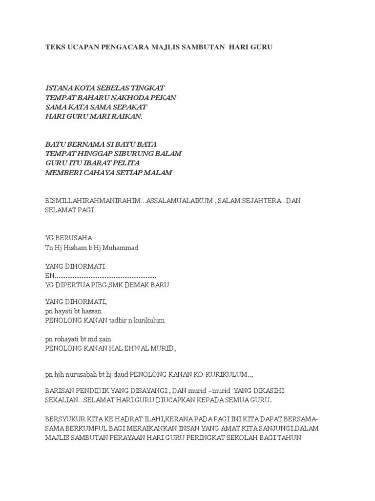 Teks Pengacara Majlis Sambutan Hari Guru Contoh Teks Pengacara Majlis Obtenez Livre Sambutan Hari Guru Peringkat Sekolah Sjkt Klebang 2019 Pages 1 6 Suwinganune