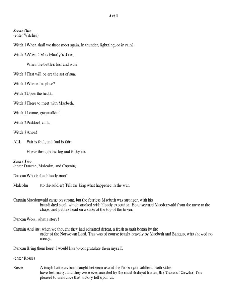 Macbeth Script (Final) | PDF | Macbeth | Shakespearean Tragedies
