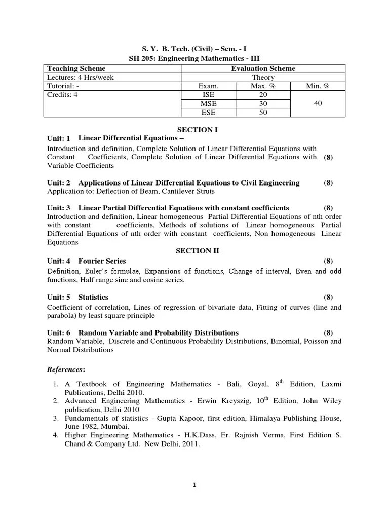 S Y B Tech Civil Syllabus Bending Stress Mechanics