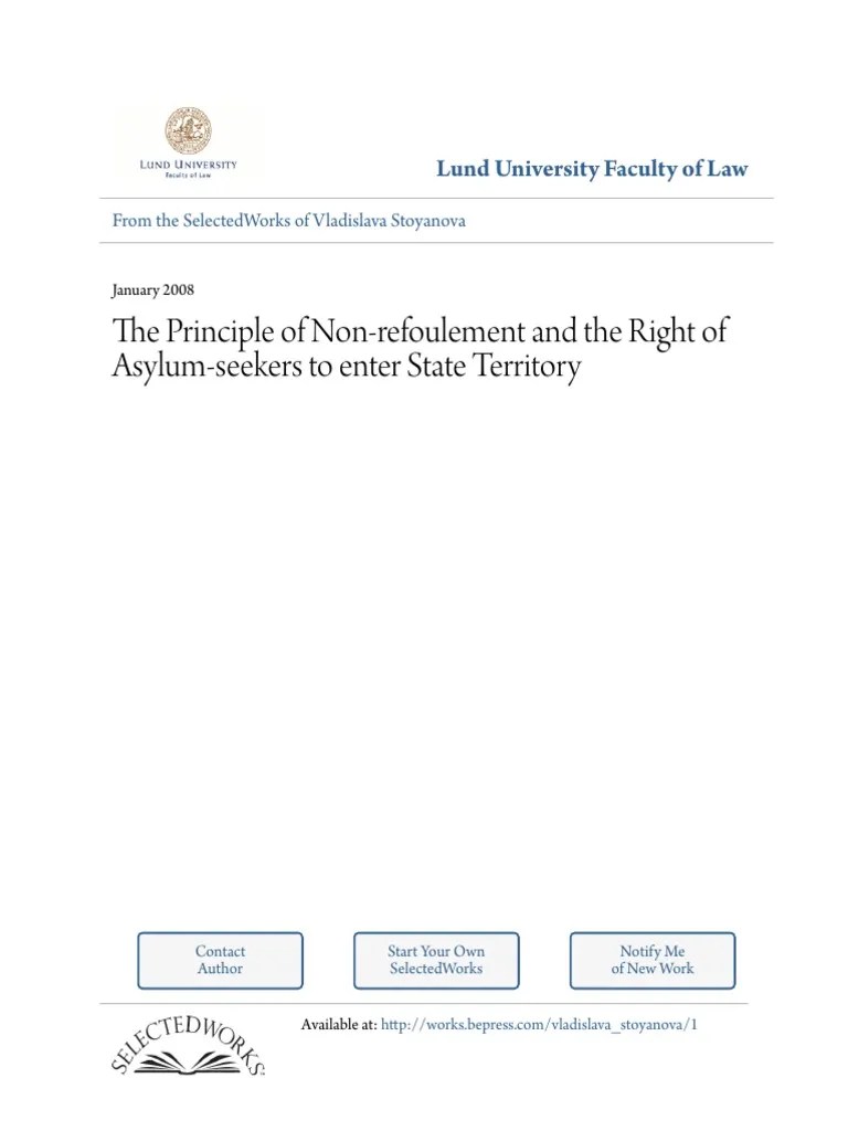 The Principle Of Non-Refoulement And The Right Of Asylum-Seekers To Enter State Territory ...
