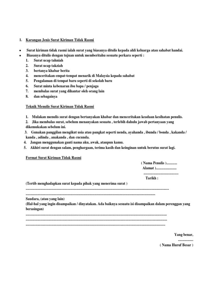 Pilih satu daripada tajuk tajuk di bawah dan . Contoh Karangan Surat Kiriman Tidak Rasmi Tingkatan 5 Letter 7saudara Com