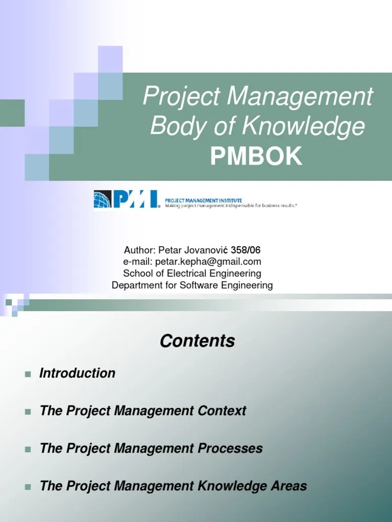 Project Management Body Of Knowledge Petar Jovanovic