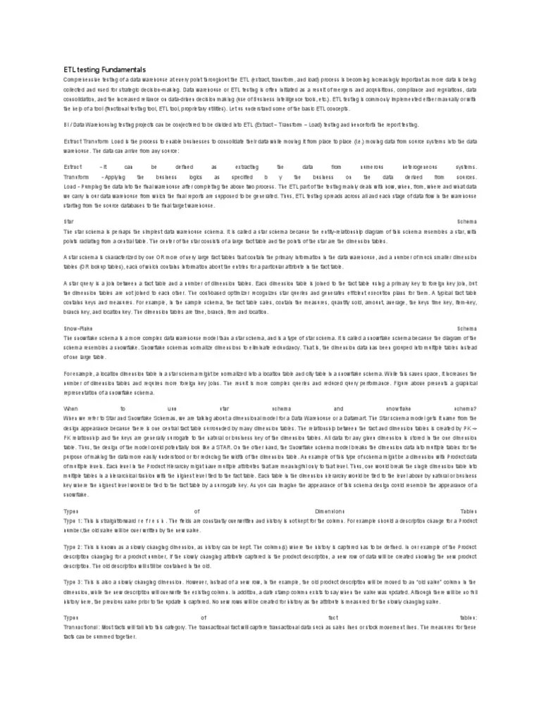 ETL Testing | PDF | Conceptual Model | Data Warehouse