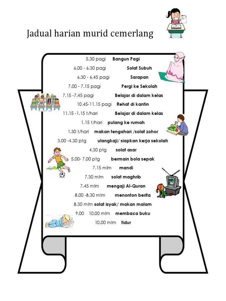 Boleh juga dipraktikkan senarai cara, tips untuk cemerlang, skor dan berjaya dalam belajar untuk dapat keputusan upsr, keputusan pt3 dan . Jadual Harian Pelajar Cemerlang Oskventure