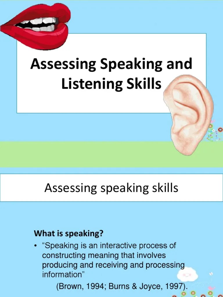 Assessing Speaking And Listening Skills | Question | Sentence (Linguistics)