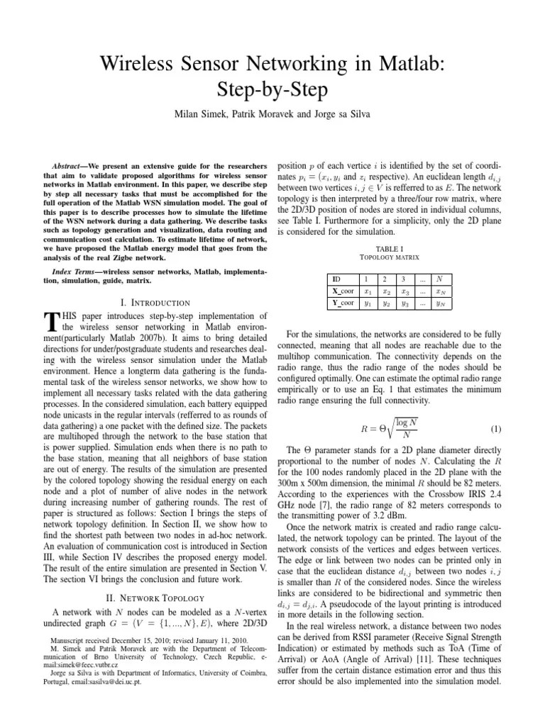 Wireless Sensor Networking In Matlab: Step-by-Step | PDF | Transmission ...