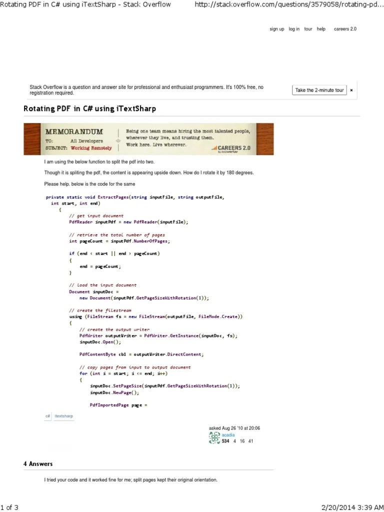 Rotating PDF In C# Using ITextSharp | PDF | C Sharp (Programming ...