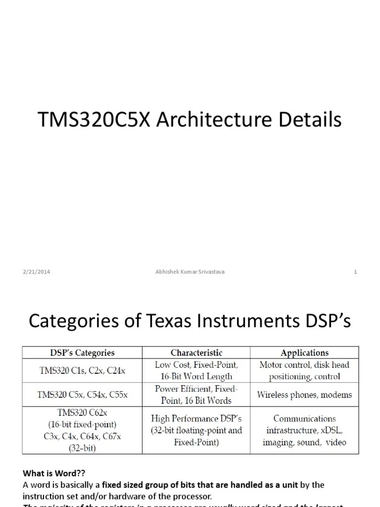 Mylecture TMS320C5x Architecture | PDF | Central Processing Unit ...