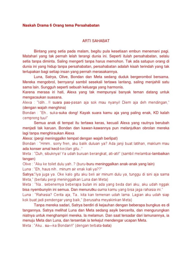 Jangan lupa komentarnya yah ^^,. Naskah Drama 6 Orang Tema Persahabatan Pdf