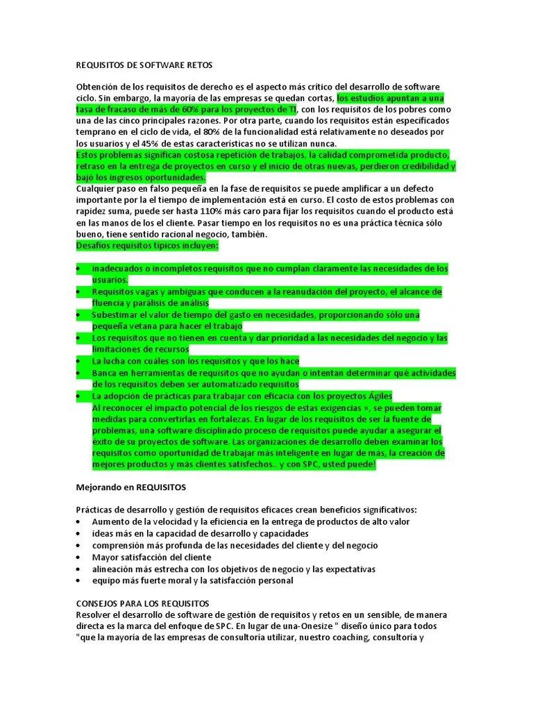 Requisitos De Software Retos | PDF | Ingeniería De Software | Software