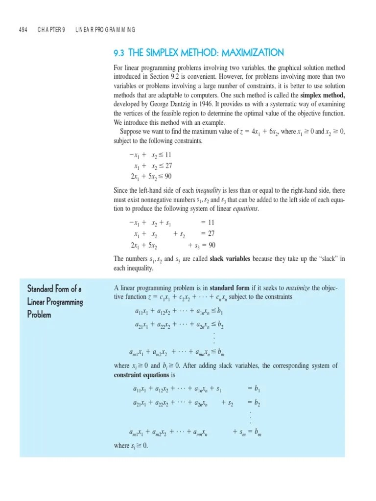 Simplex Method | PDF | Linear Programming | Applied Mathematics