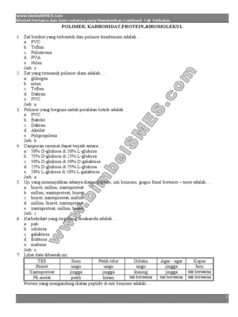 Contoh soal ini sudah dilengkapi dengan kunci jawaban. Soal Dan Jawaban Polimer Beinyu Com