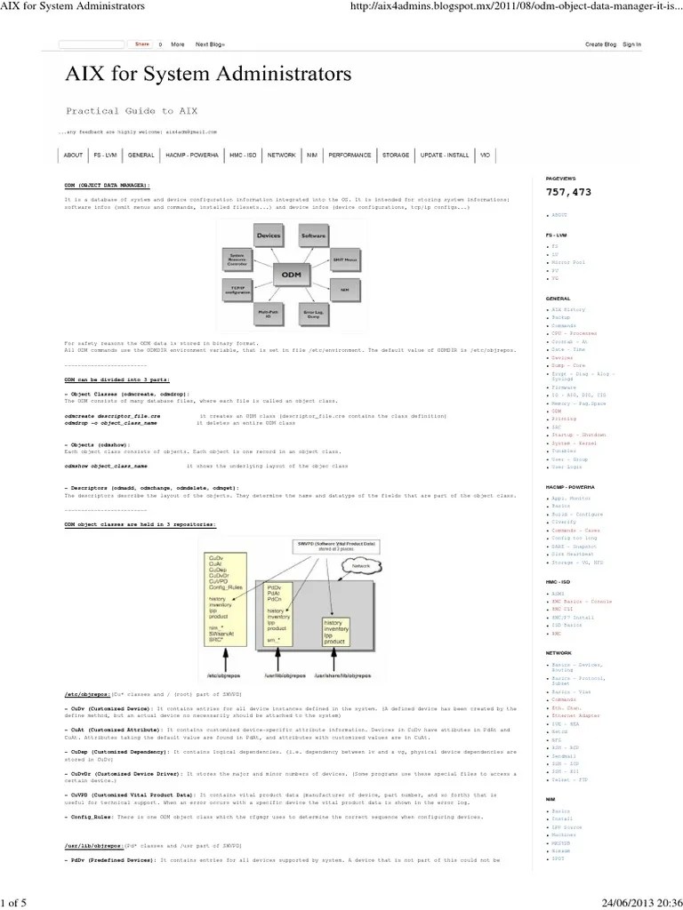 AIX For System Administrators - ODM | PDF | Computer File | Computer ...