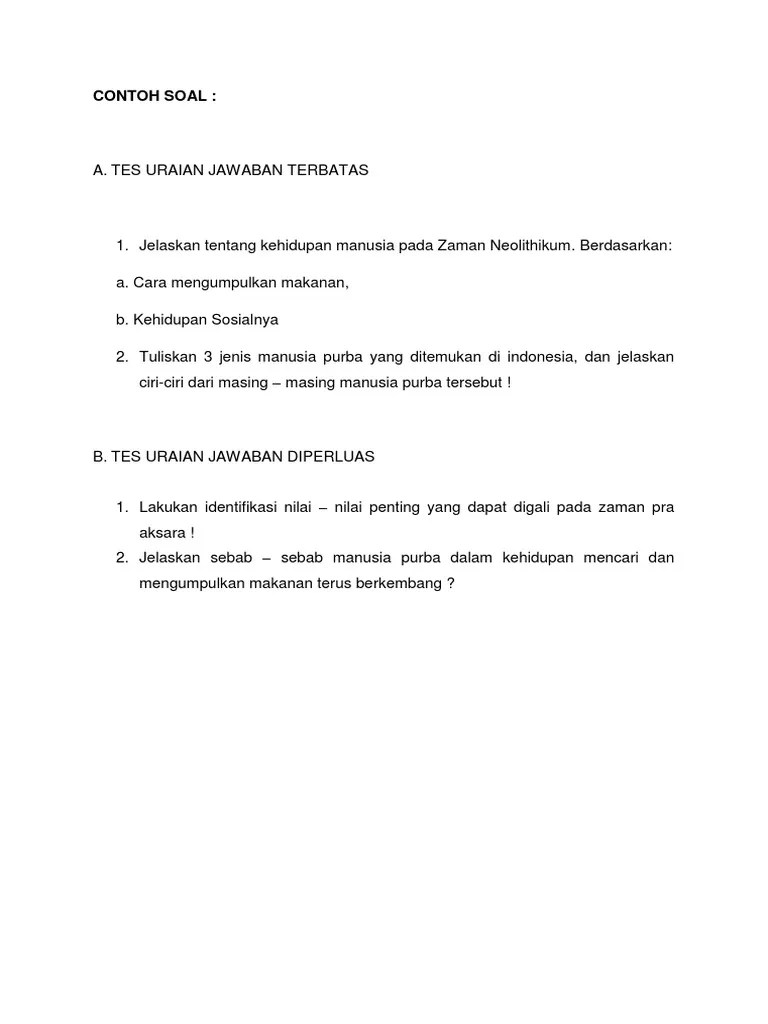 Soal Uraian Terbuka 