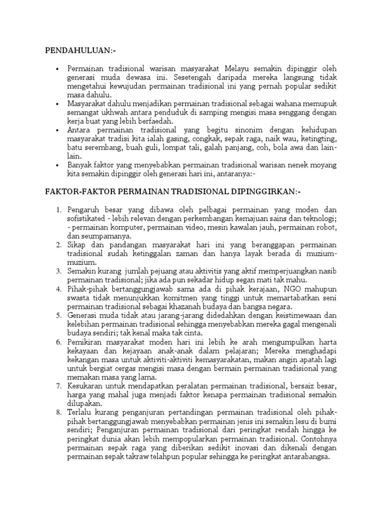 Permainan tradisional warisan masyarakat melayu semakin dipinggir oleh. Faktor Permainan Tradisional Semakin Dilupakan Malaukuit