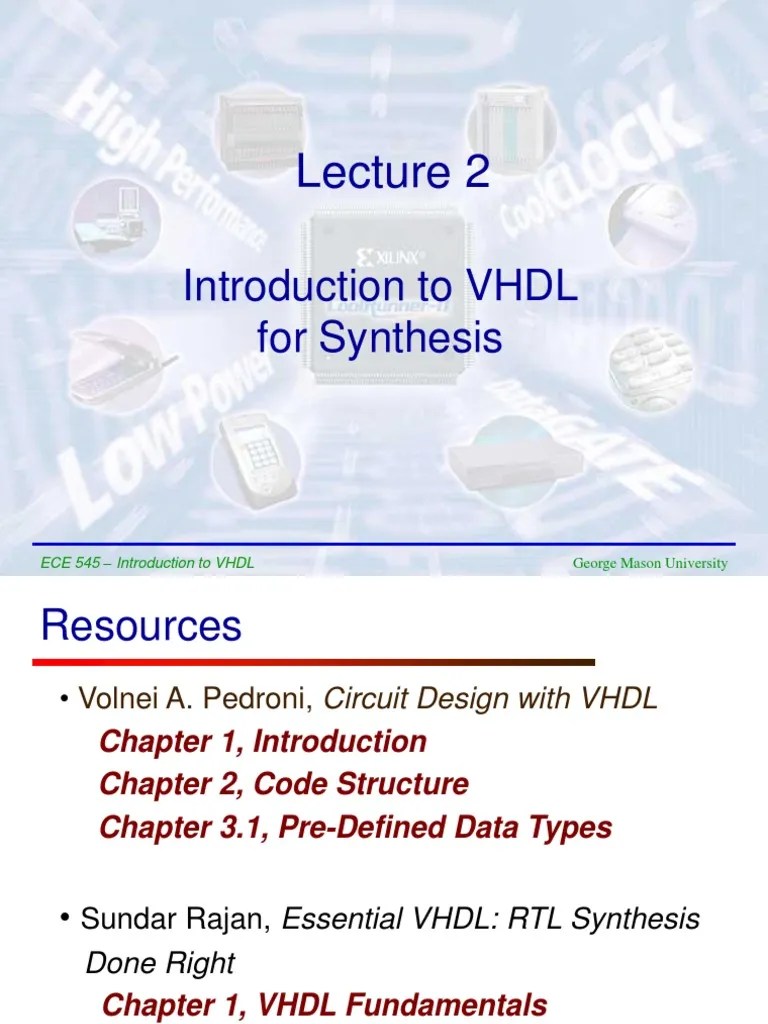 An Introduction To VHDL For Synthesis: Data Types, Design Entities ...