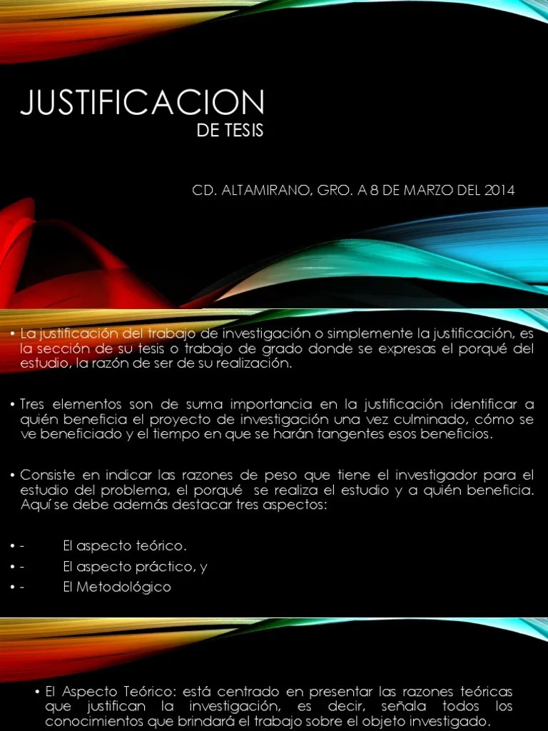 Justificacion De Tesis | PDF | Teoría De La Justificación | Teoría