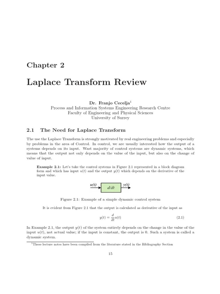 Laplace Transform (Notes) | PDF | Laplace Transform | Control Theory