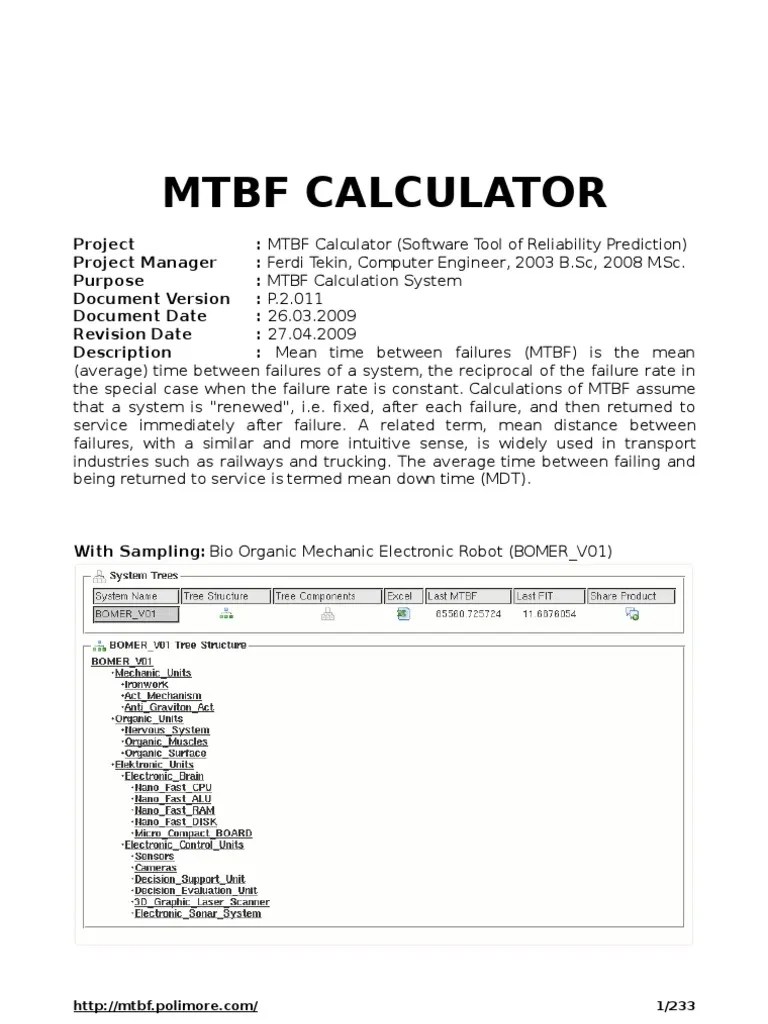 MTBF Calculator (Reliability Calculation System) | Download Free PDF | Computing | Computing And ...