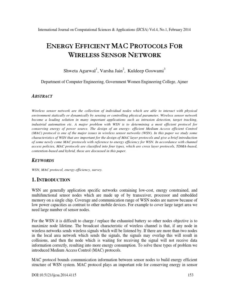 Energy Efficient MAC Protocols For Wireless Sensor Network | Download ...