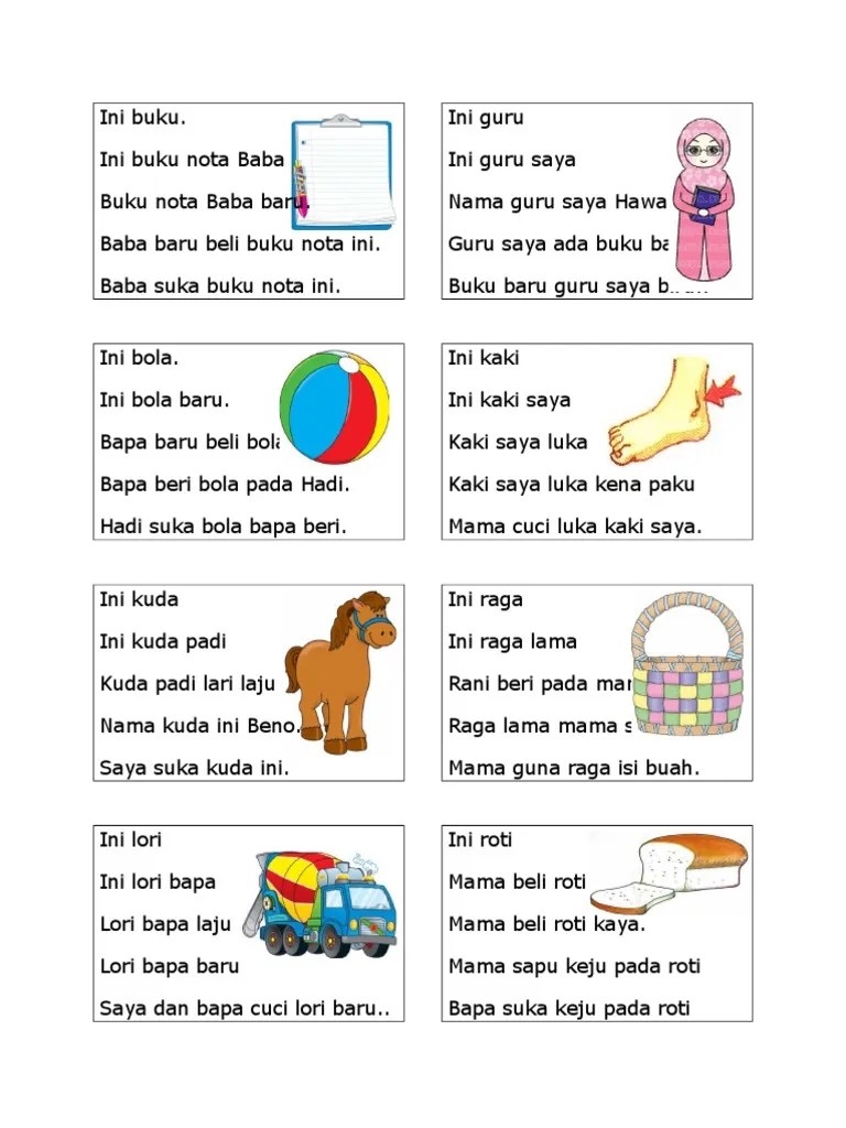 Bahan bacaan bahasa melayu tahun 1s e learning sktr. Kad Bacaan Pdf