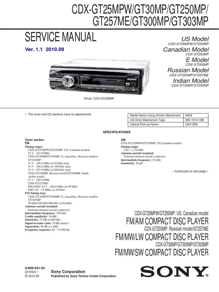 When i first got my car i noticed that it had everything that i wanted except for a good stereo. Sony Cdx Gt300mp Service Manual Pdf Electrical Connector Electronics