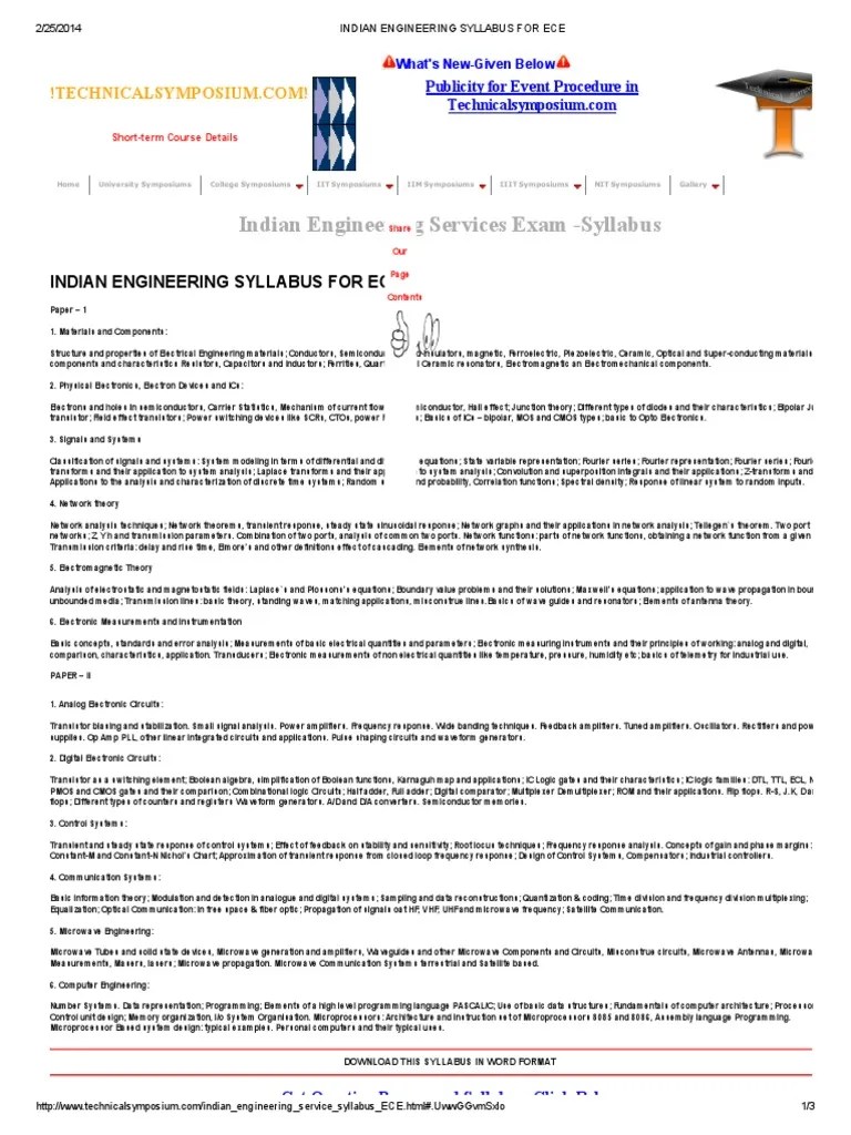 Indian Engineering Syllabus For Ece Microwave Electronics