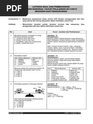 Latihan soal pilihan ganda 1). Latihan Soal Dan Pembahasan Besaran Dan Satuan Pdf