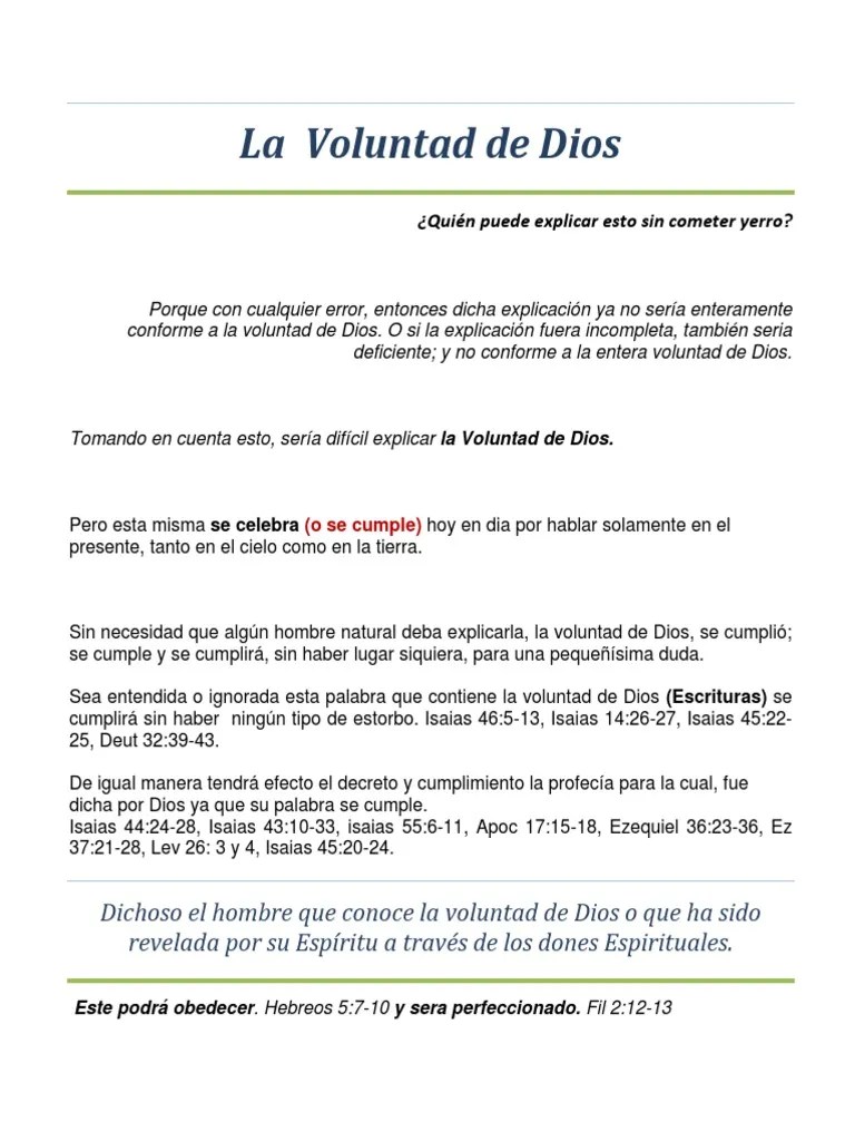 La Voluntad De Dios | PDF | Jesús | Oración