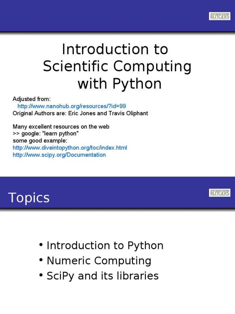 Introduction To Scientific Computing With Python: An Overview Of Python ...