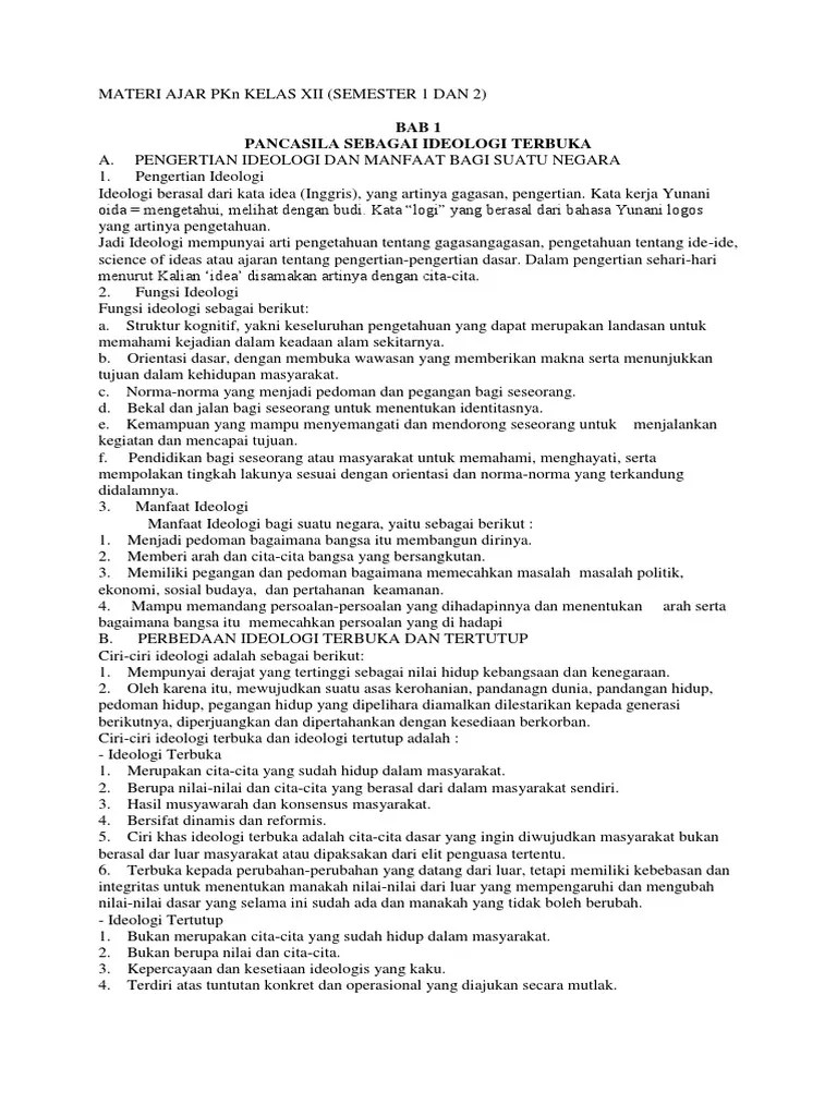 Semester 2 Materi Ajar PKN Kelas Xii | PDF