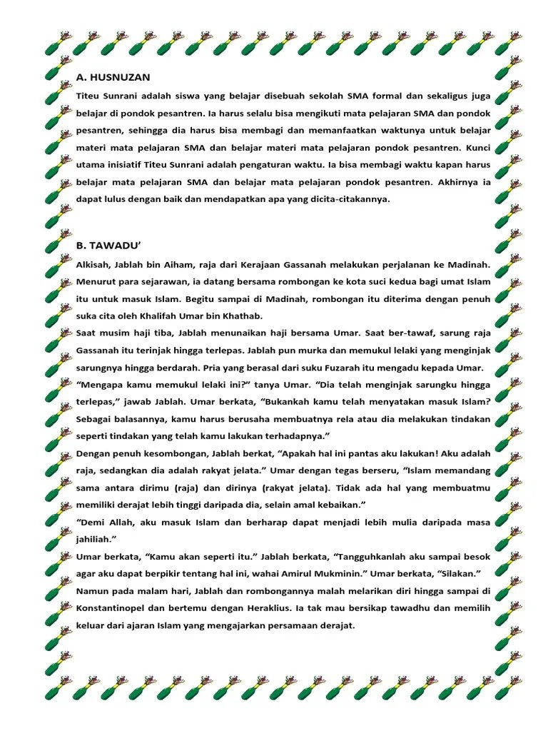 Contoh Perilaku Terpuji (Kisah) | PDF