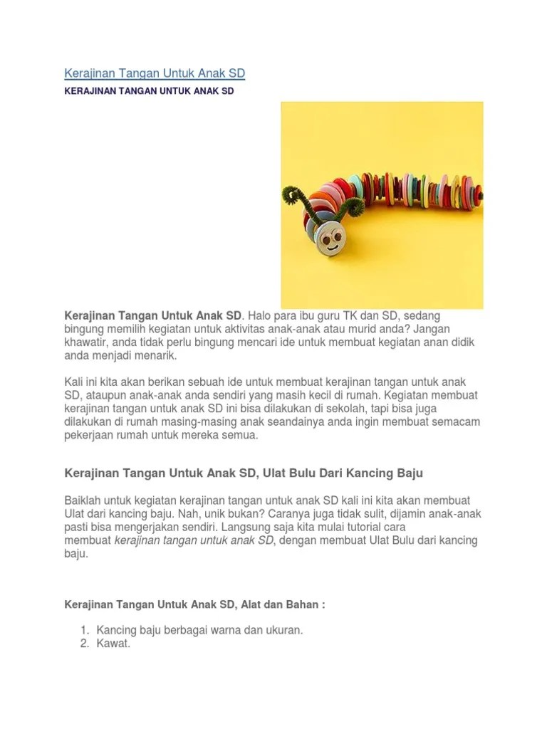 8 contoh kerajinan tangan untuk anak sd mengasah kreativitas Kerajinan Tangan Untuk Anak Sd Pdf