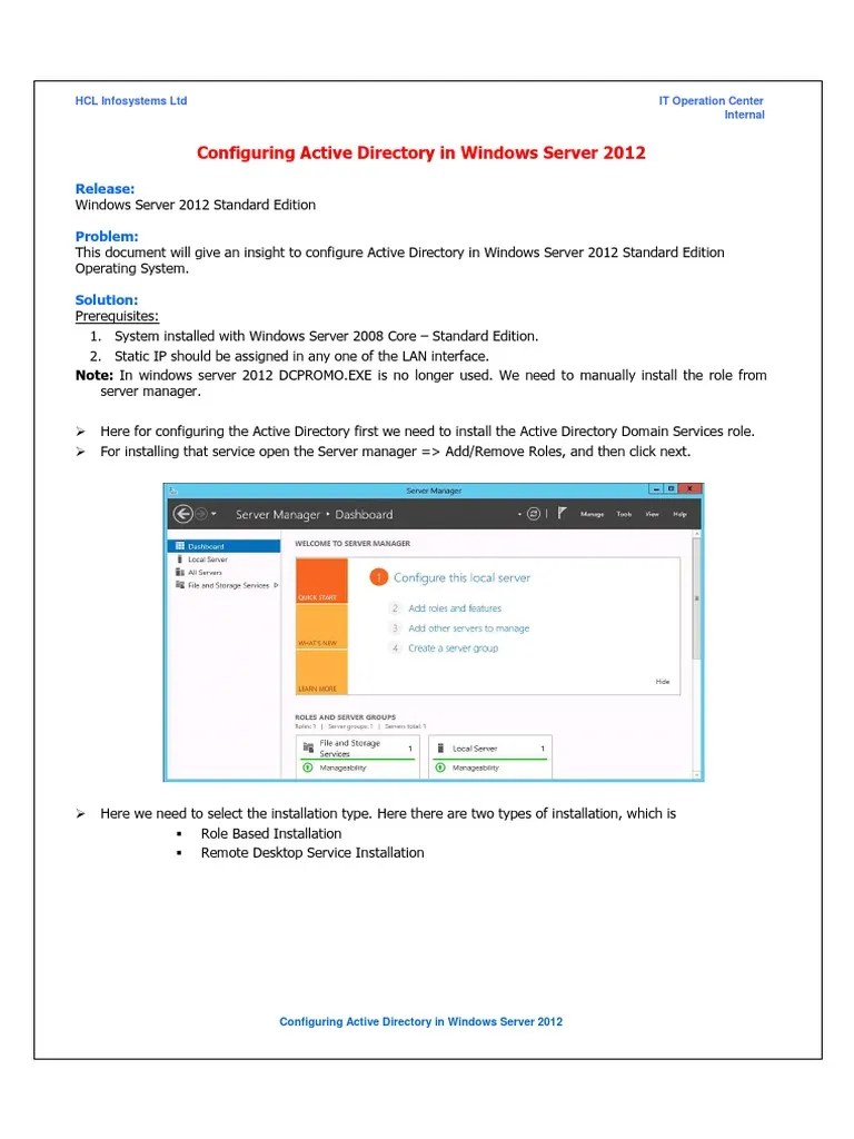 Configuring Active Directory In Windows Server 2012 | PDF | Active ...