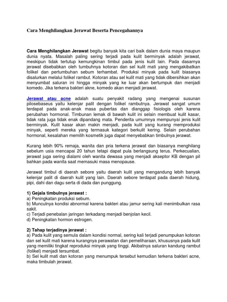 Cara Menghilangkan Jerawat Beserta Pencegahannya | PDF