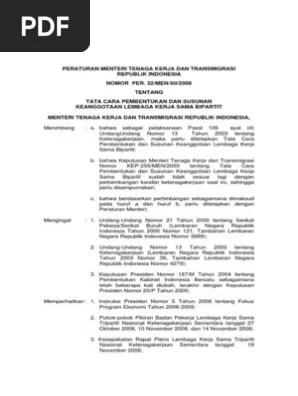 Berdasarkan pada pasal 1 angka 18 uu ketenagakerjaan jo. 21 Permen Naker No 32 2008 Ttg Bipartit Pdf