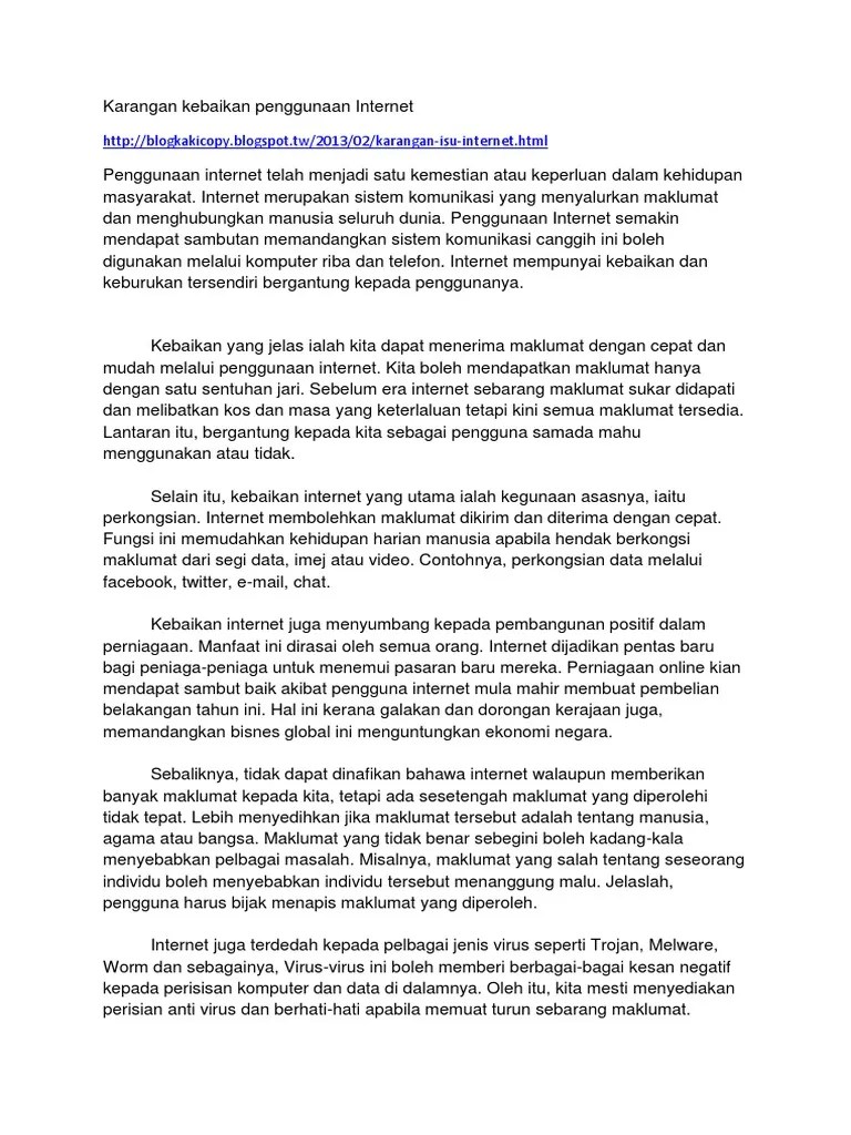 Karangan Kebaikan Penggunaan Internet Cute766