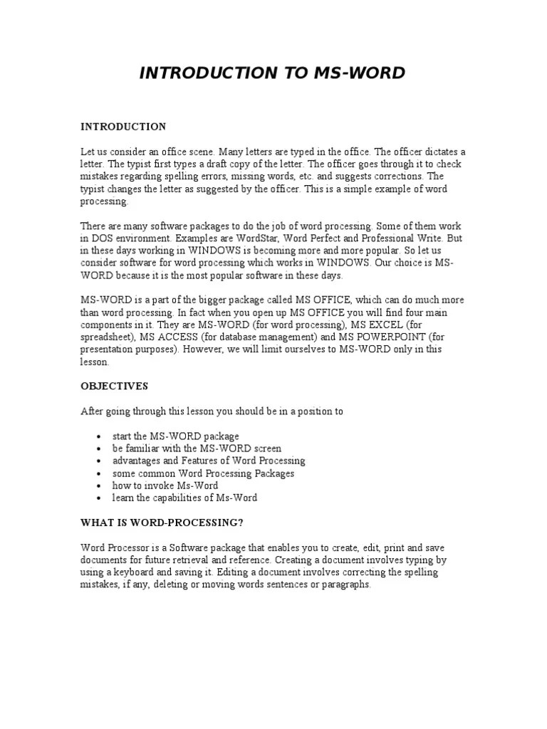 Ms Word And Ms Excel | PDF | Microsoft Word | Menu (Computing)