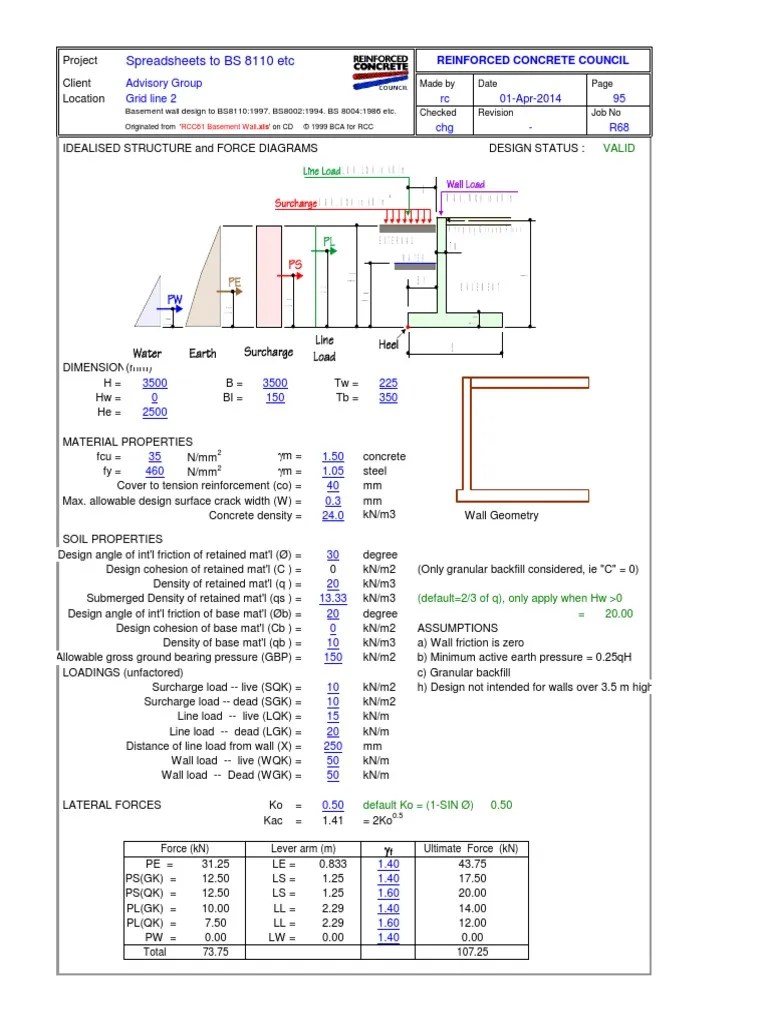 Spreadsheets To BS 8110 Etc: Advisory Group Grid Line 2 RC 01-Apr-2014 95 CHG R68 | PDF ...