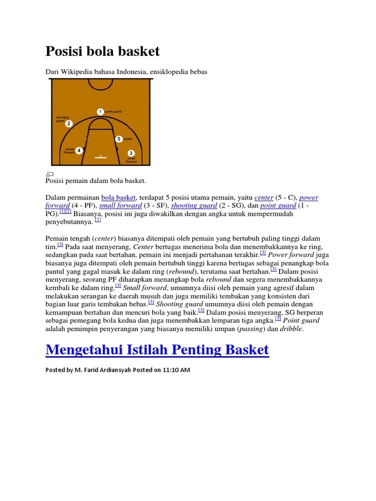 Posisi Bola Basket | PDF