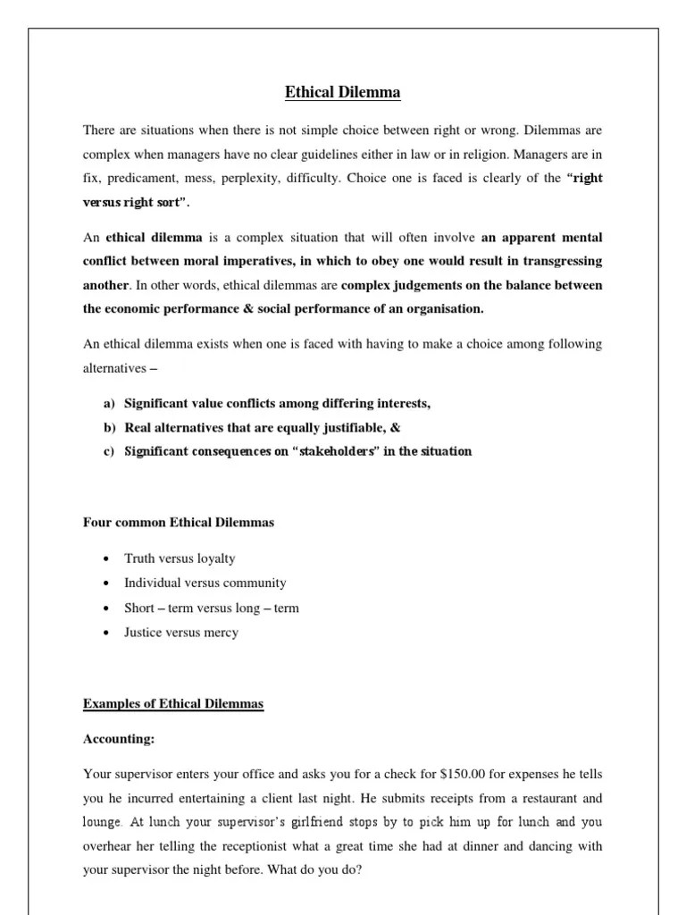 Ethical Dilemma | Employment | Entrepreneurship