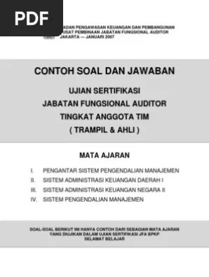 Contoh soal tes masuk smk jurusan farmasi berikut ini adalah kisi kisi soal pretest ppg 2018 yang merupakan kumpulan file dari berbagi sumber . Contoh Soal Dan Jawaban Ujian Sertifikasi Jabatan Fungsional Auditor 121217001712 Phpapp02 Pdf