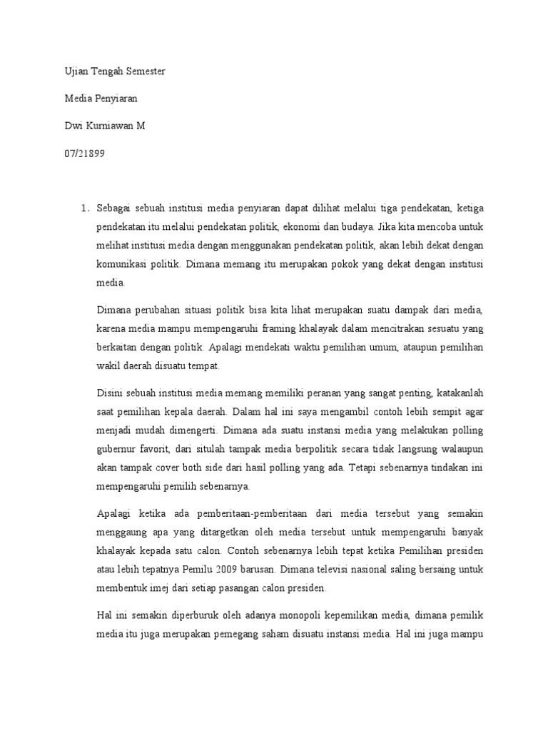 Ujian Tengah Semester Media Penyiaran