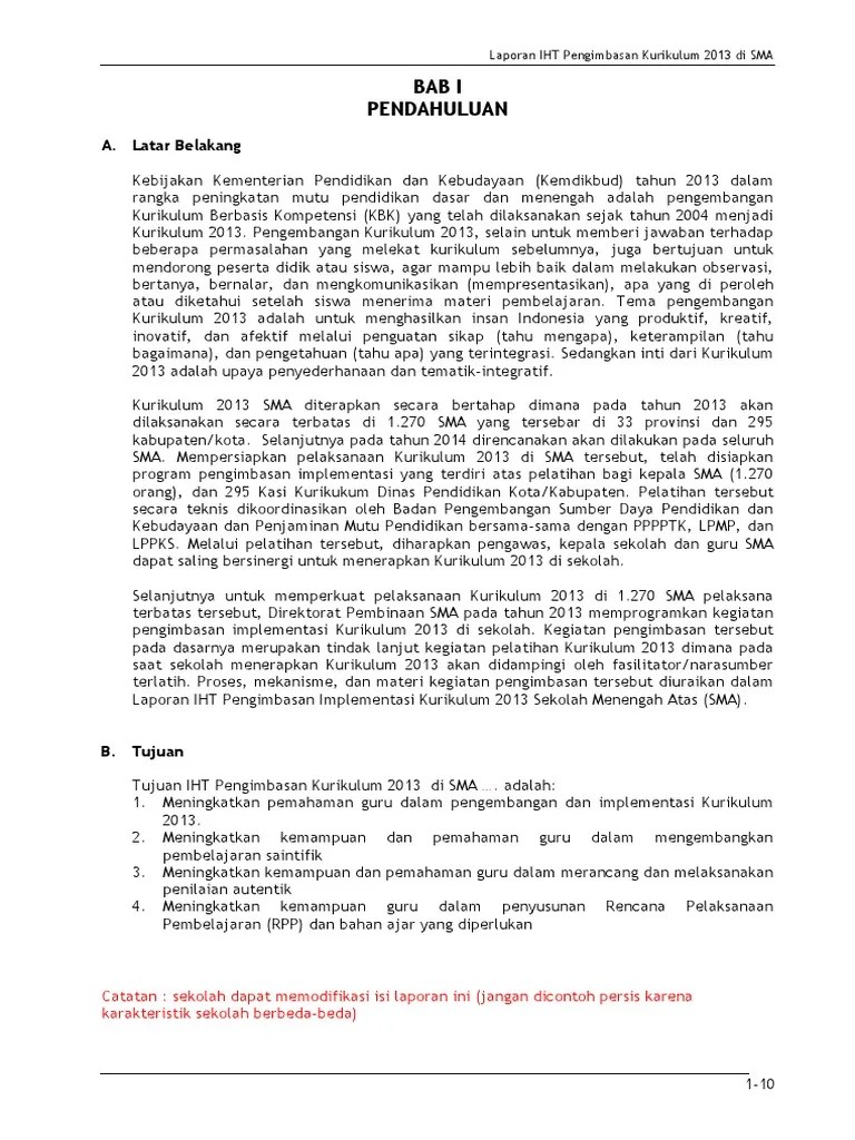 Pendahuluan kurikulum adalah seperangkat rencana dan pengaturan . 3c Format Laporan Iht Pengimbasan Isi Pdf