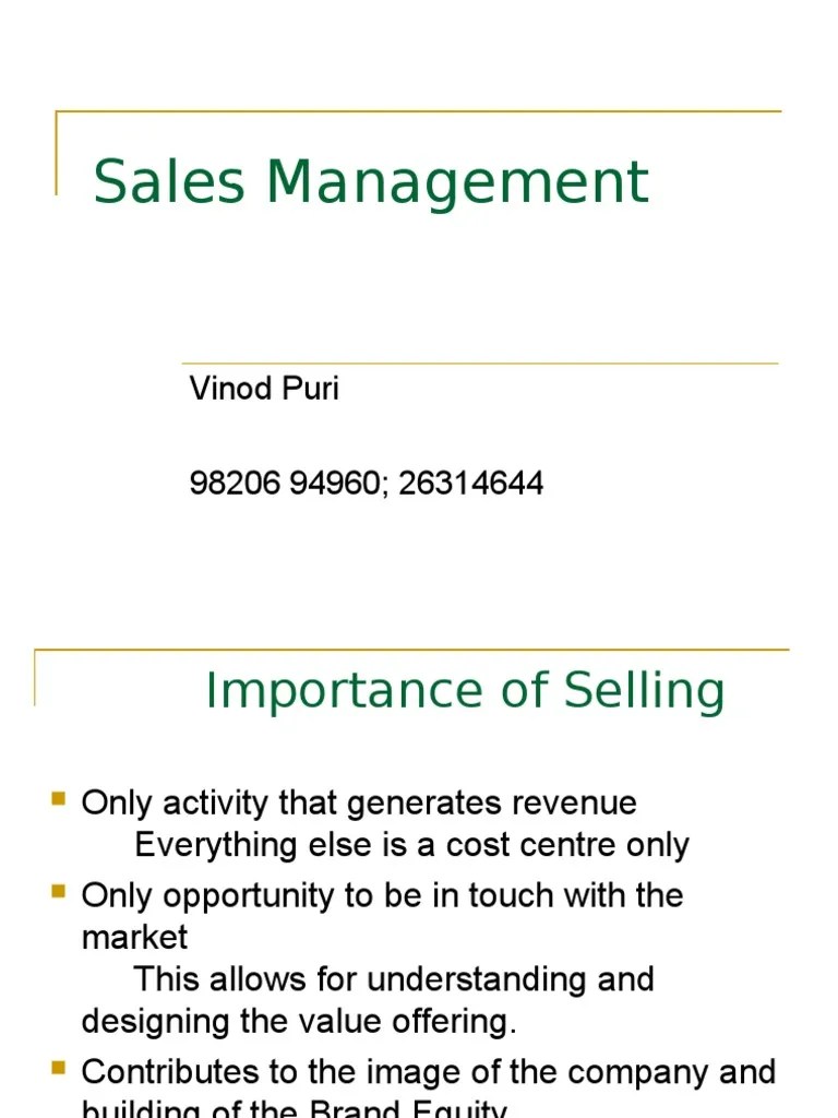 Sales Management | PDF | Sales | Leadership