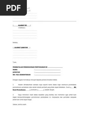 Contoh Surat Rayuan Pertukaran Kkm : 2