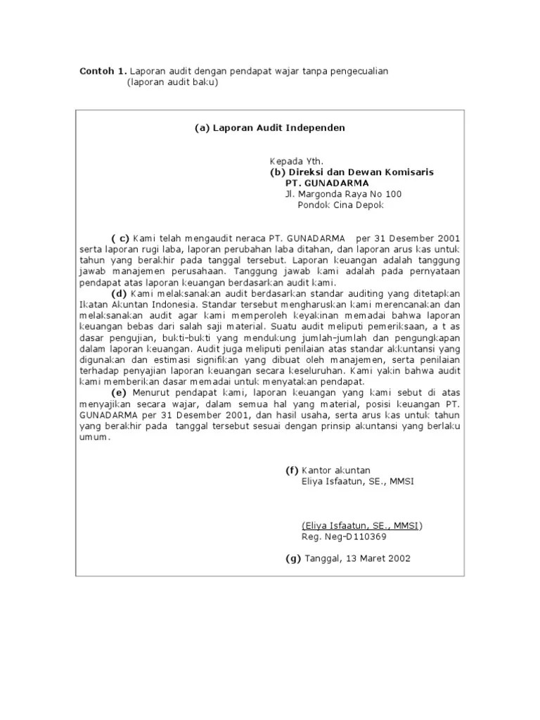 Doc Contoh Contoh Laporan Audit Dengan Oi Oinya Desy Ryanti Academia Edu 