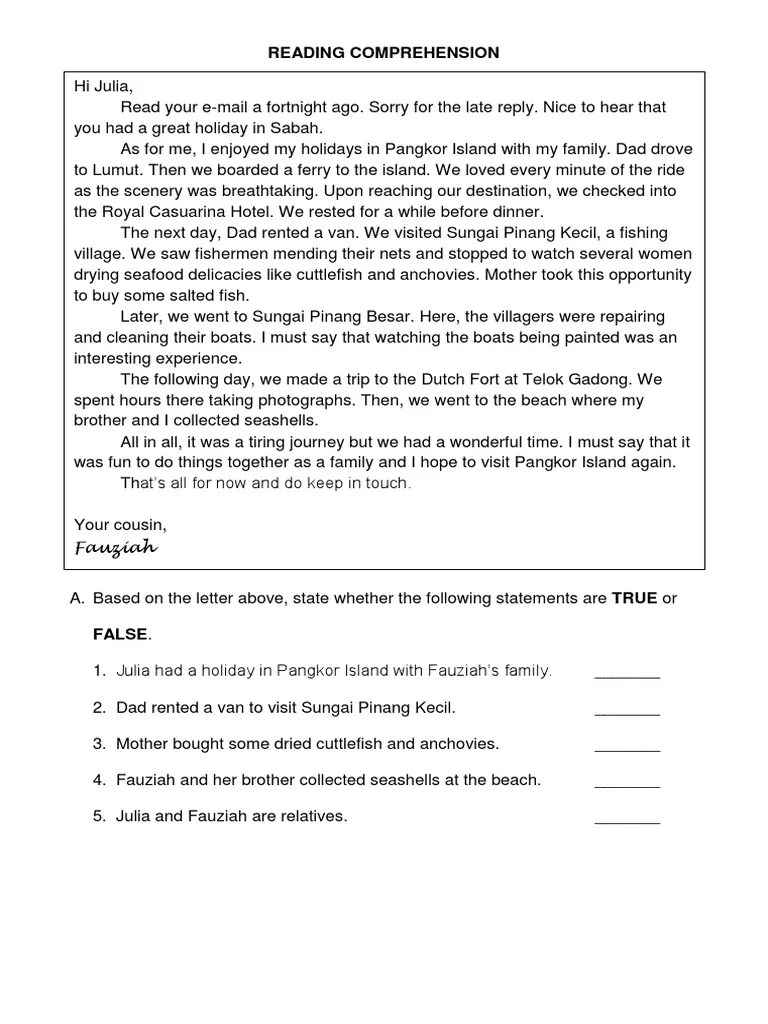 Reading Comprehension | PDF